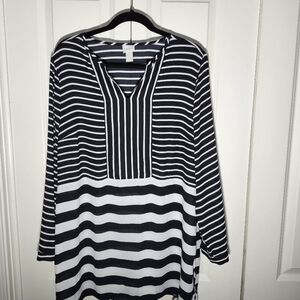 Chico's Black and White Striped Top - Size 2